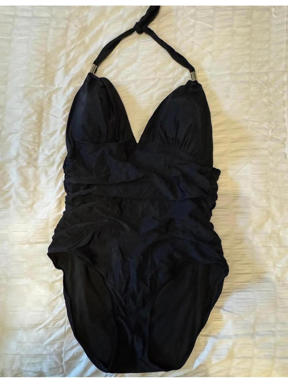 Women's Swimsuit Black One Piece Halter Neck - Size XXL